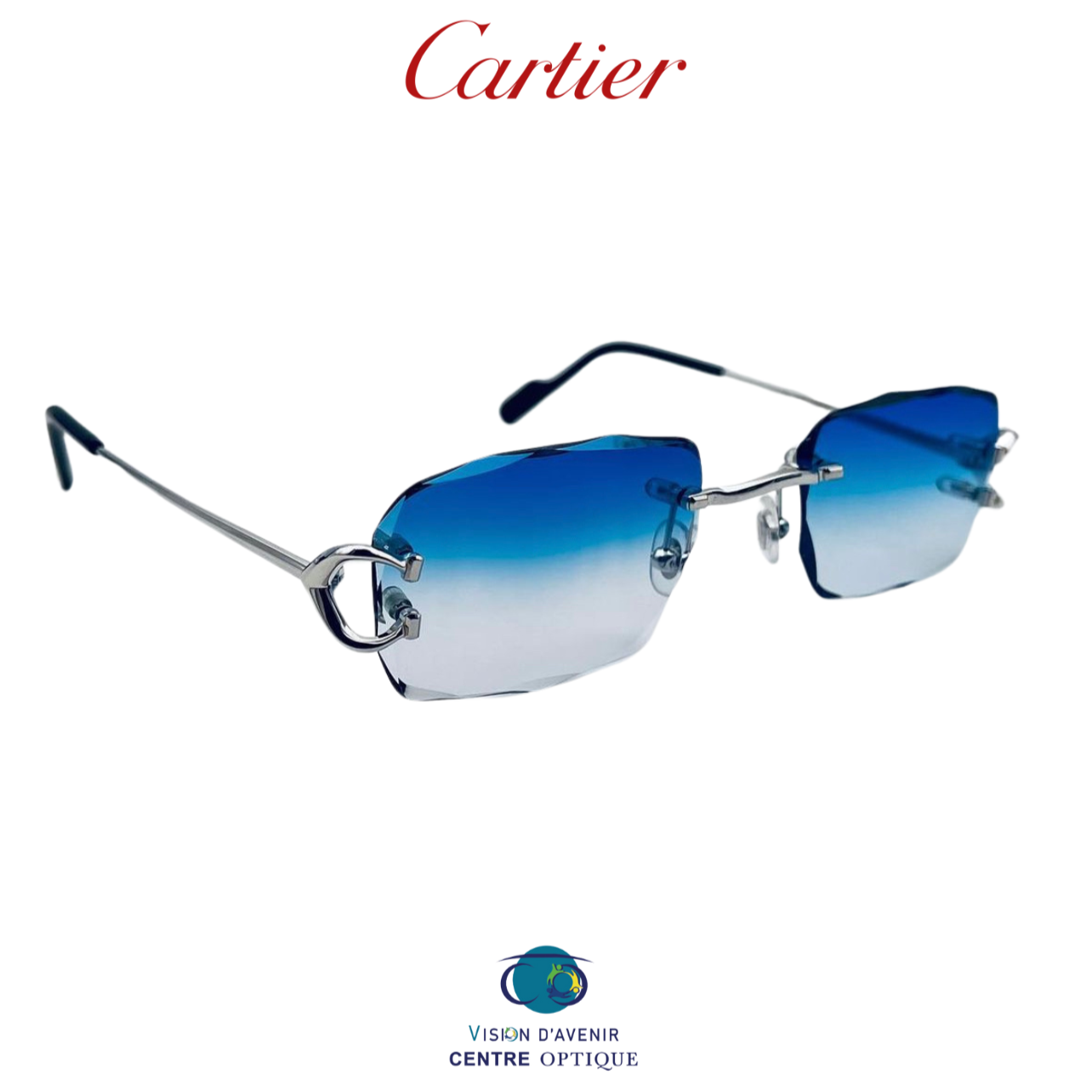 Lunette Cartier picadilly argent custom dégradé bleu