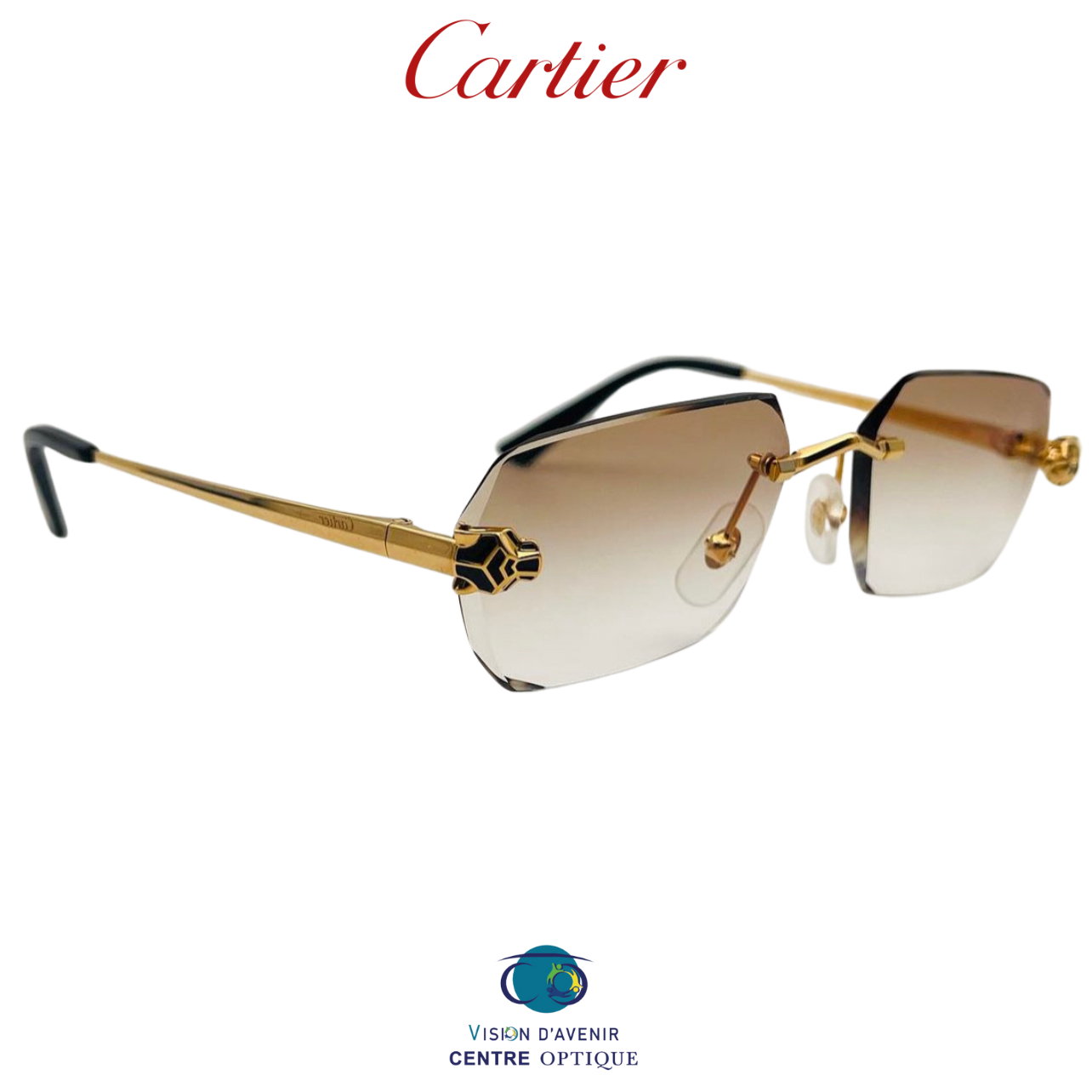 Lunette Cartier panthère doré blanche custom