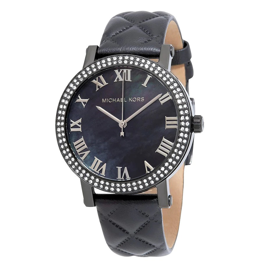 Michael Kors MK2620 Montre Norie pour femme avec bracelet en cuir matelassé noir