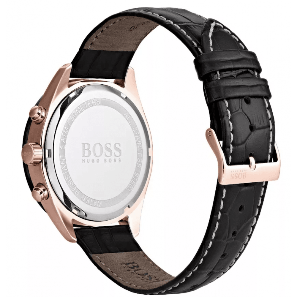 Hugo Boss Talent HB1513580 Montre chronographe en cuir noir Pour Homme