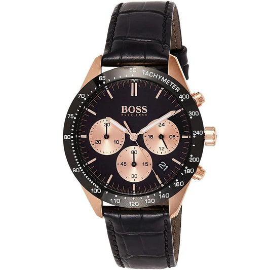 Hugo Boss Talent HB1513580 Montre chronographe en cuir noir Pour Homme